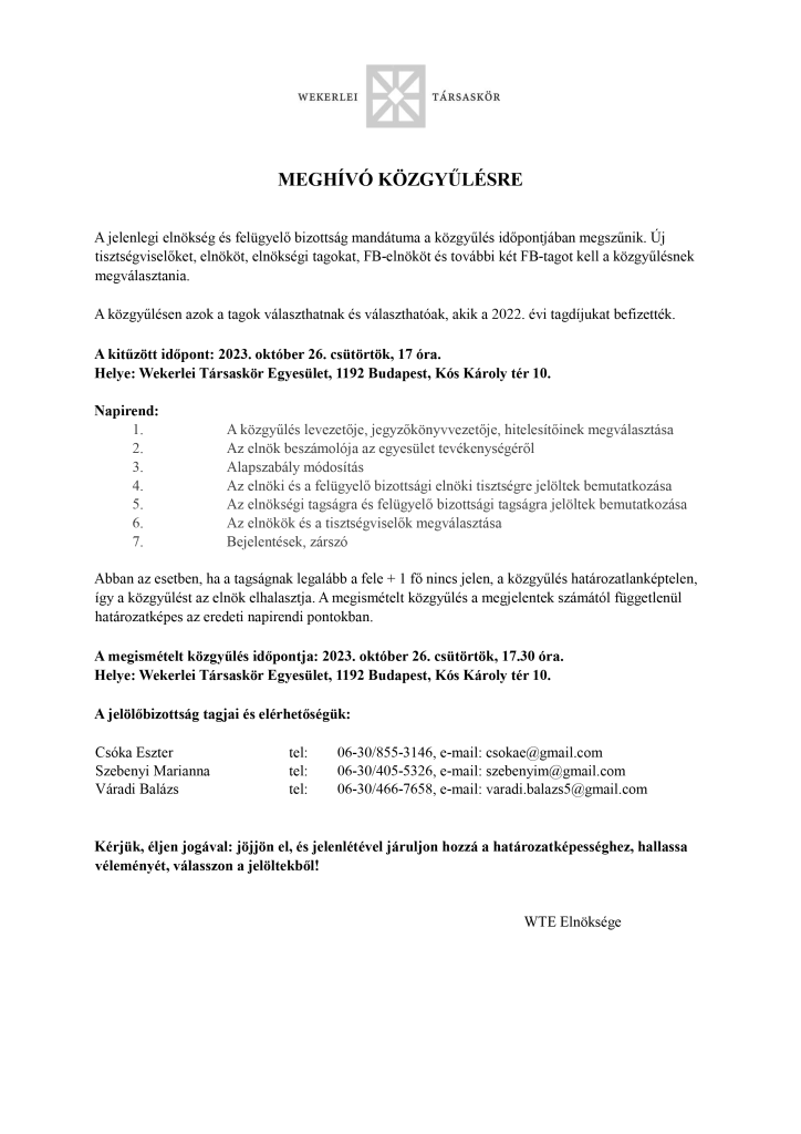 kozgyules meghivoja