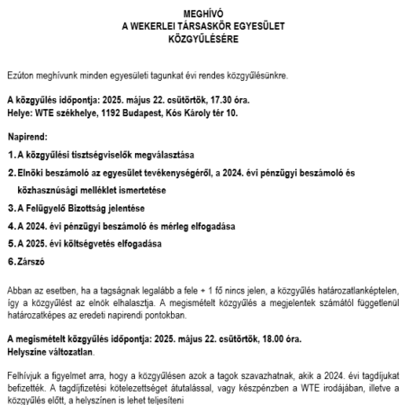 Meghívó közgyűlésre